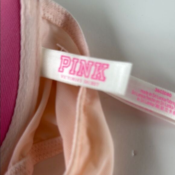 PINK VICTORIA'S SECRET EMBROIDERED BLUSH PINK PUSHUP BRA T BACK 36C SEAMLESS - Picture 6 of 9